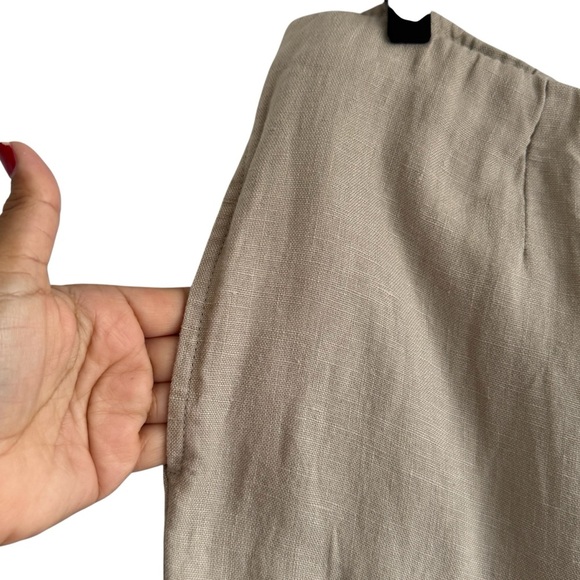 J Jill Love Linen Tan Pull On Pants Straight Leg Women’s Medium Tall - Picture 3 of 5